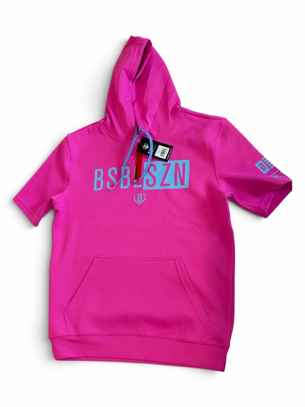 Men’s Large Baseball Lifestyle 101 Pink Short Sleeve Pullover Hoodie
